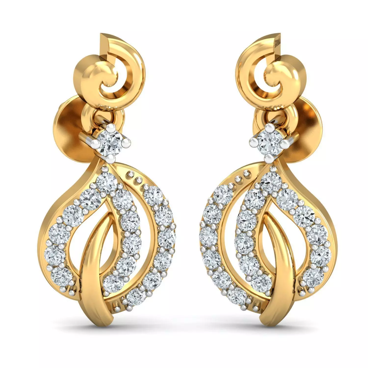 Yellow gold diamond earring-P2 E-13 3D print model