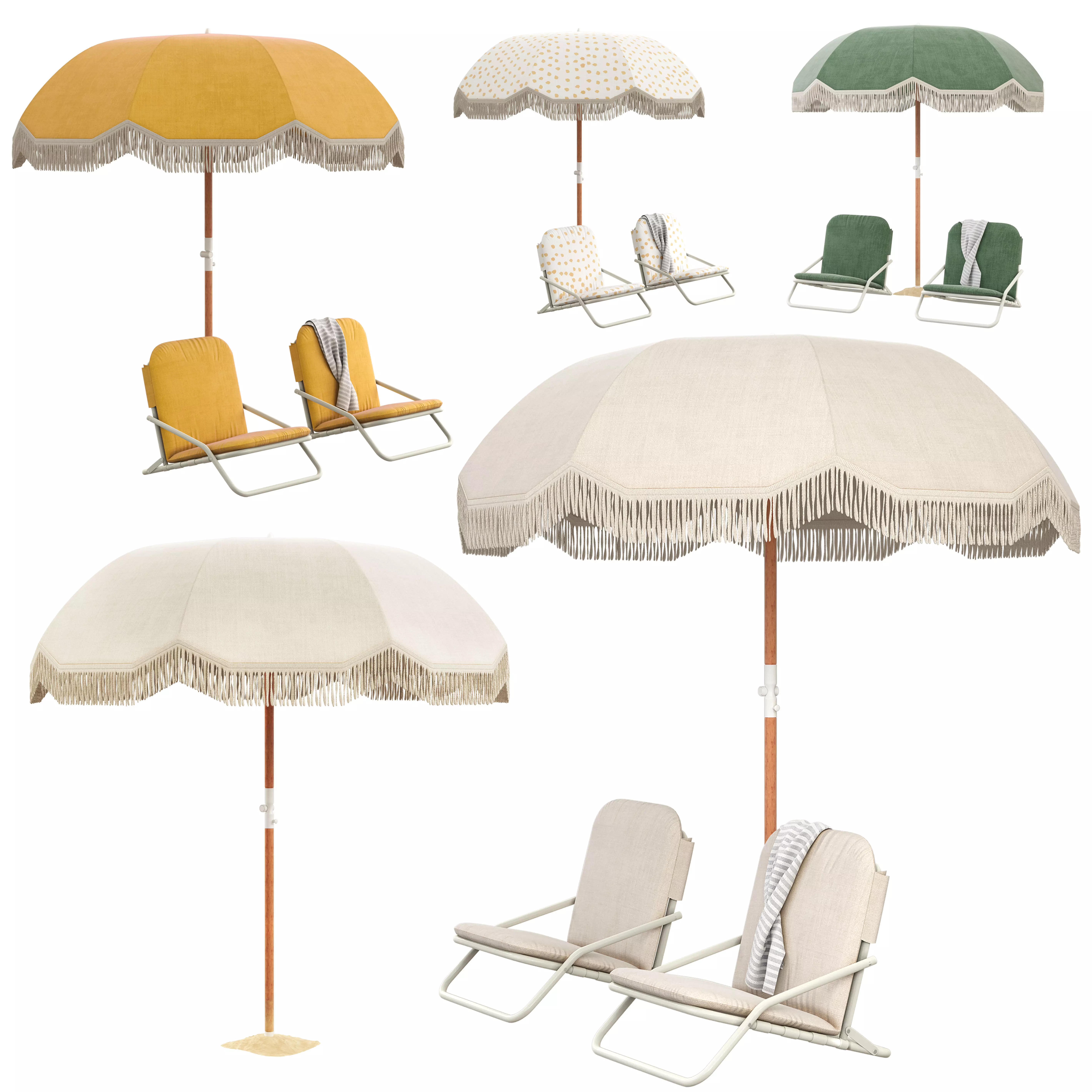 Tallow Beach Umbrella Beach Chair Set 3D model