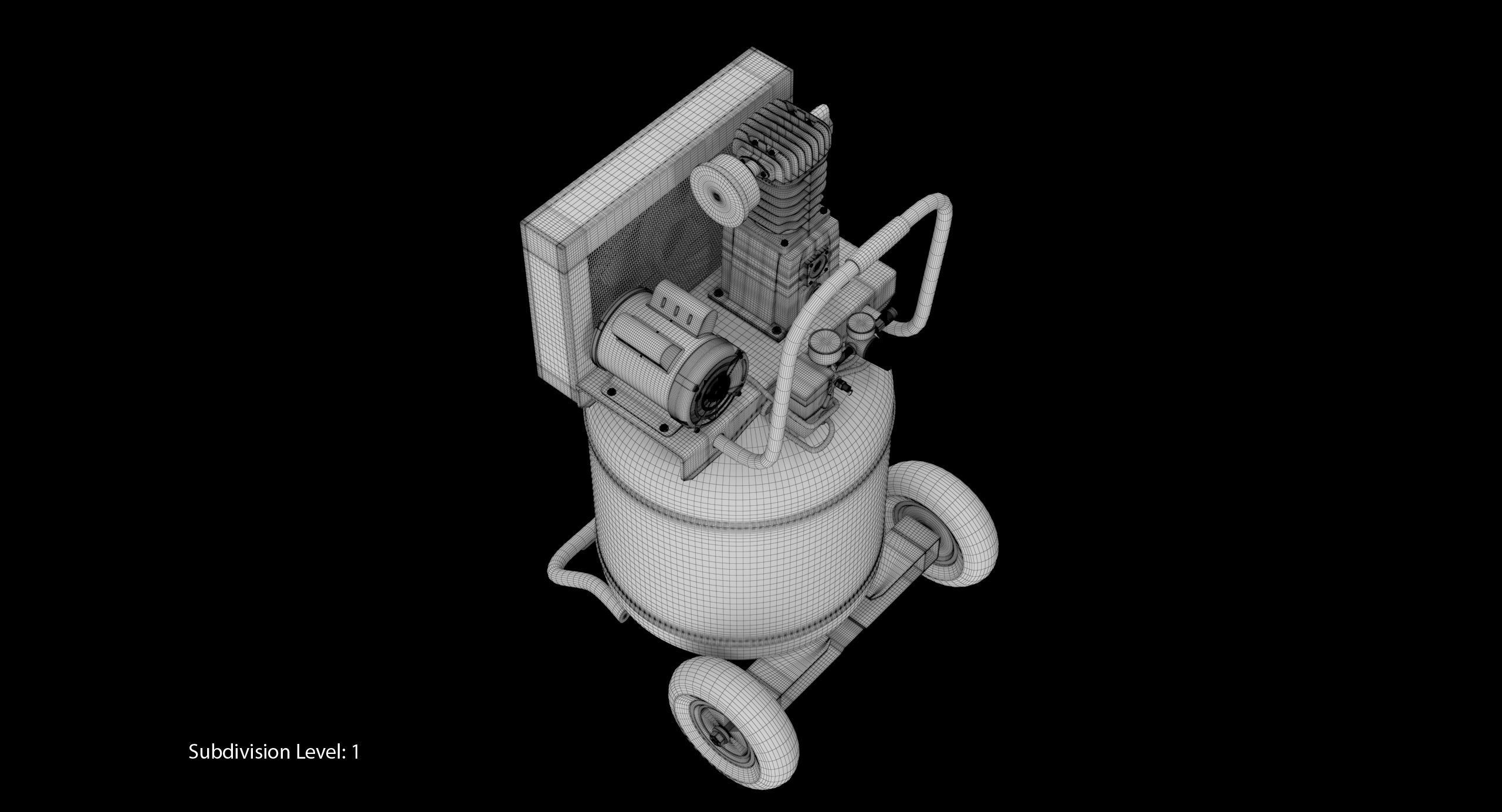 Air Compressor Portable Vertical BRA5DV30VP Low-poly 3D model_22