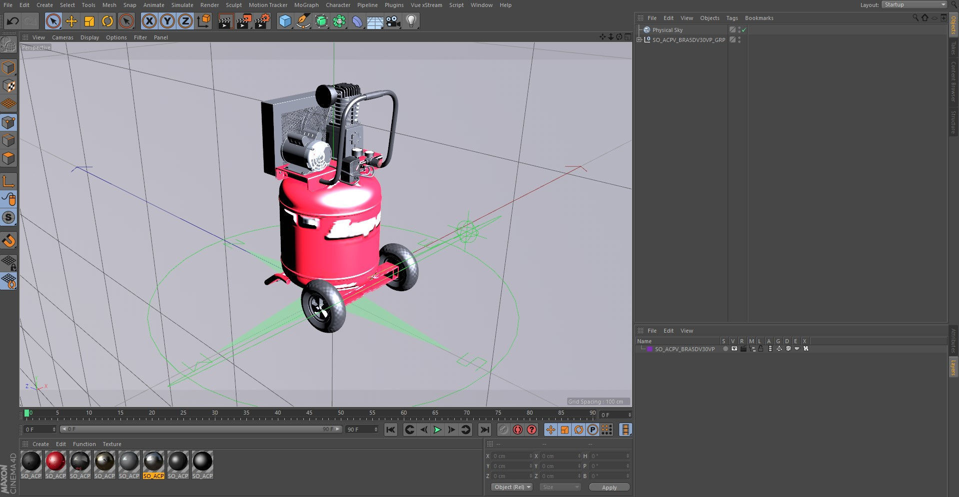 Air Compressor Portable Vertical BRA5DV30VP Low-poly 3D model_38