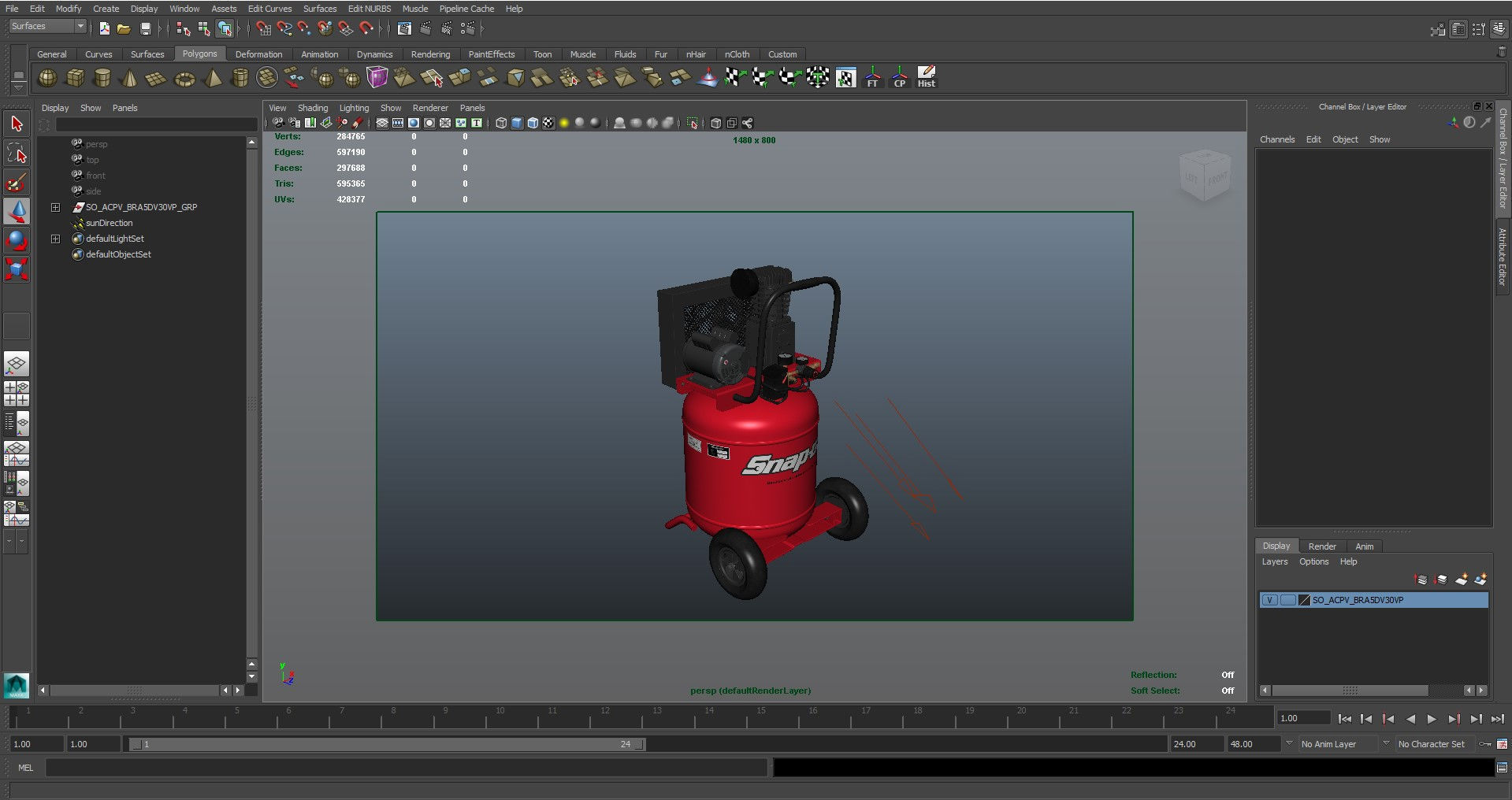 Air Compressor Portable Vertical BRA5DV30VP Low-poly 3D model_35