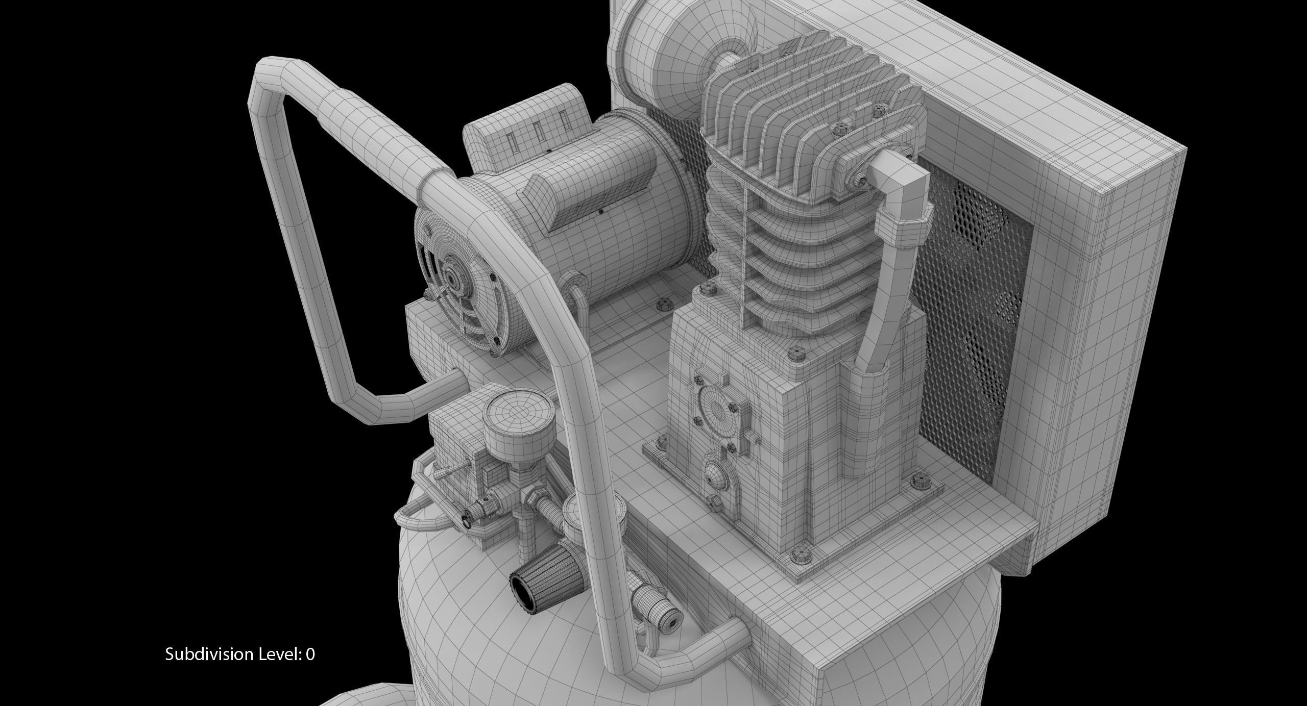 Air Compressor Portable Vertical BRA5DV30VP Low-poly 3D model_25