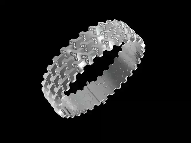 Armored Cube Illusioned Bracelet with diamond 3D print model