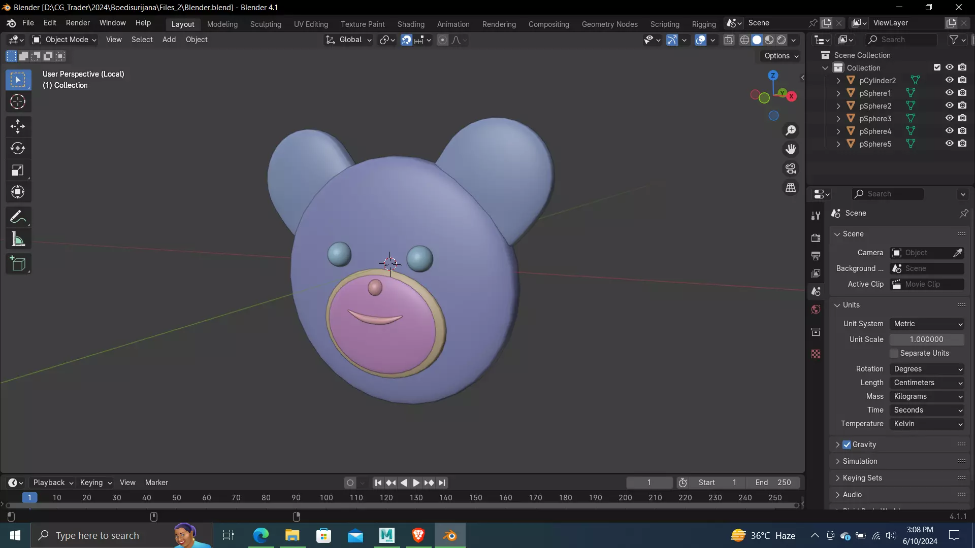 Bear Hear icon 3d printing and animation ready Low-poly 3D model_0