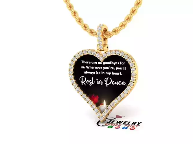 Custom Heart Picture Pendant with Diamond - Memory Pendant 3D print model