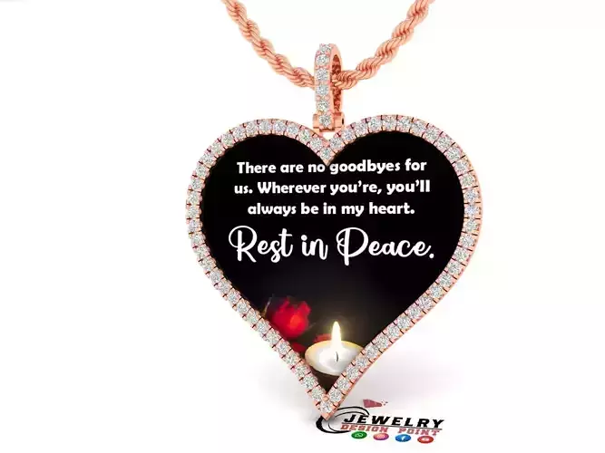 Custom Heart Picture Pendant with Diamond - Memory Pendant 3D print model