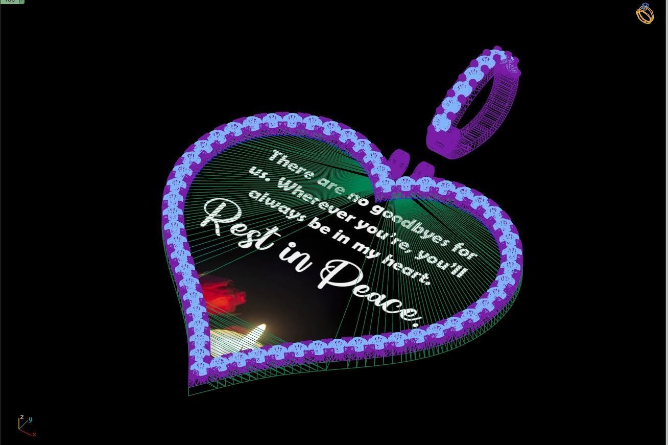 Custom Heart Picture Pendant with Diamond - Memory Pendant  3D print model_16