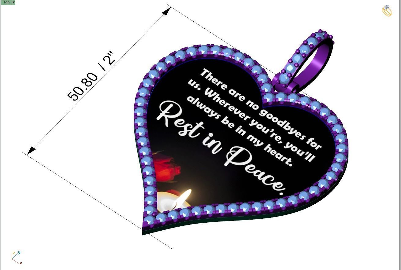 Custom Heart Picture Pendant with Diamond - Memory Pendant  3D print model_4