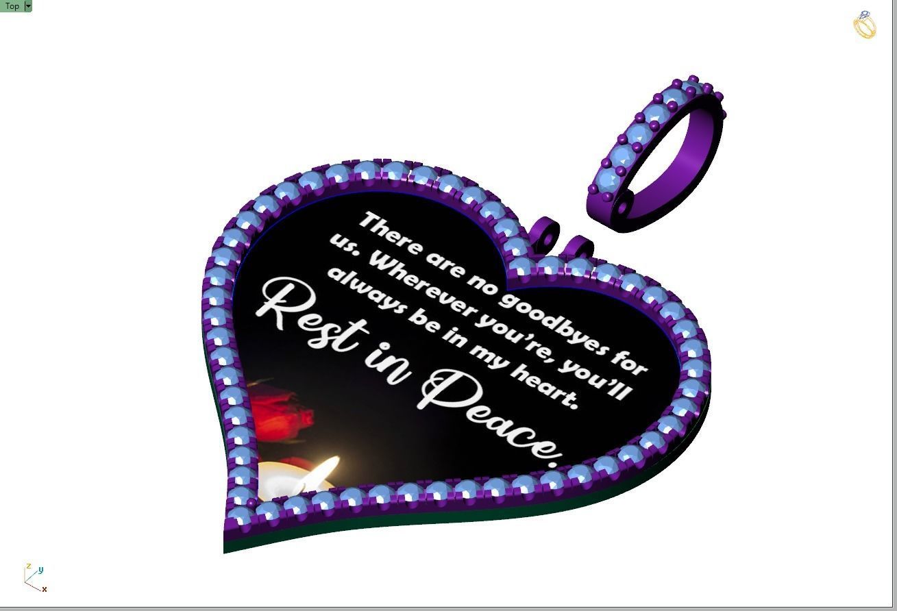 Custom Heart Picture Pendant with Diamond - Memory Pendant  3D print model_12