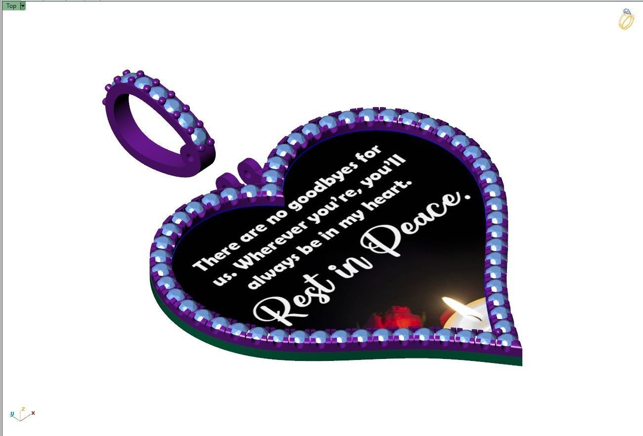 Custom Heart Picture Pendant with Diamond - Memory Pendant  3D print model_13