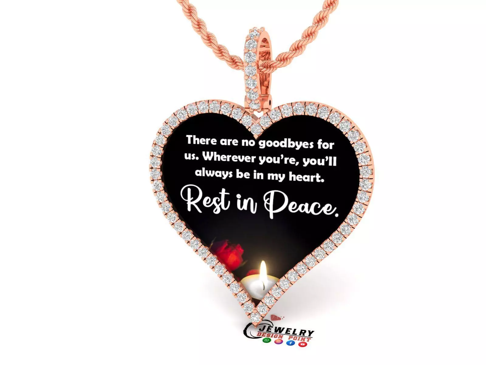 Custom Heart Picture Pendant with Diamond - Memory Pendant  3D print model_0