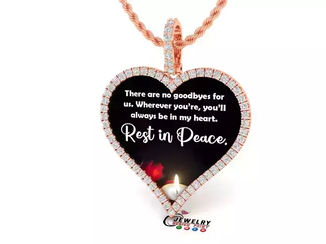 Custom Heart Picture Pendant with Diamond - Memory Pendant 