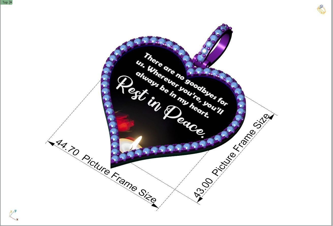 Custom Heart Picture Pendant with Diamond - Memory Pendant  3D print model_8