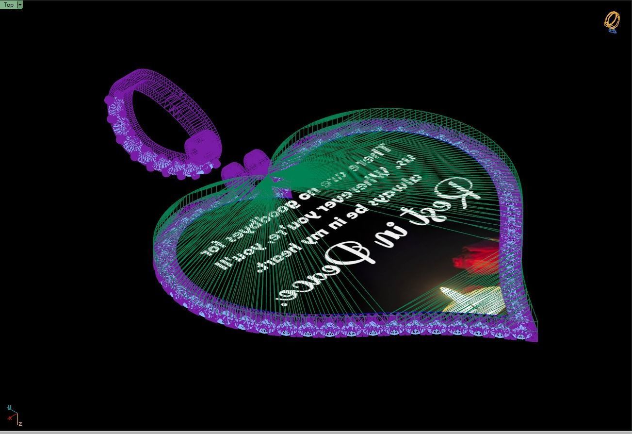 Custom Heart Picture Pendant with Diamond - Memory Pendant  3D print model_17