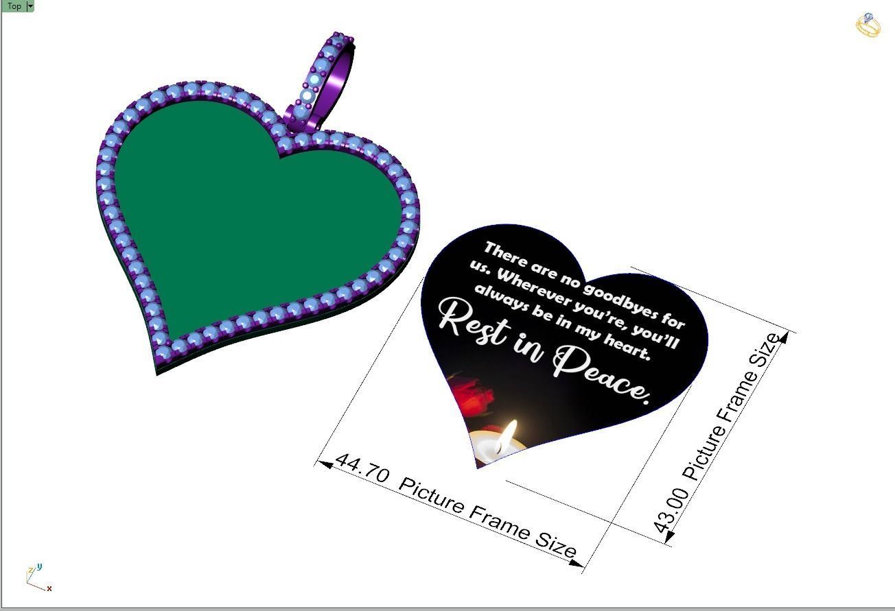 Custom Heart Picture Pendant with Diamond - Memory Pendant  3D print model_9