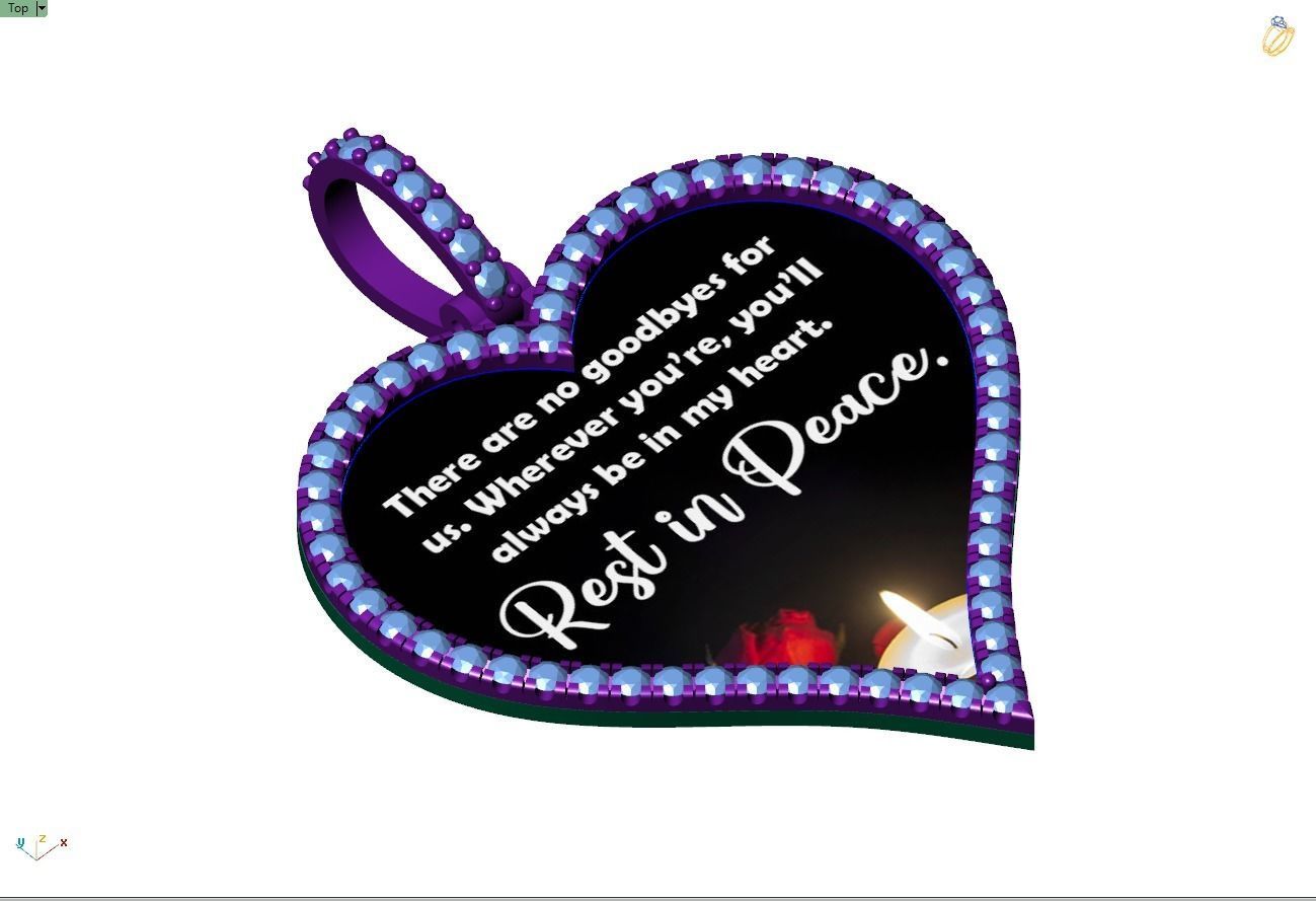 Custom Heart Picture Pendant with Diamond - Memory Pendant  3D print model_10