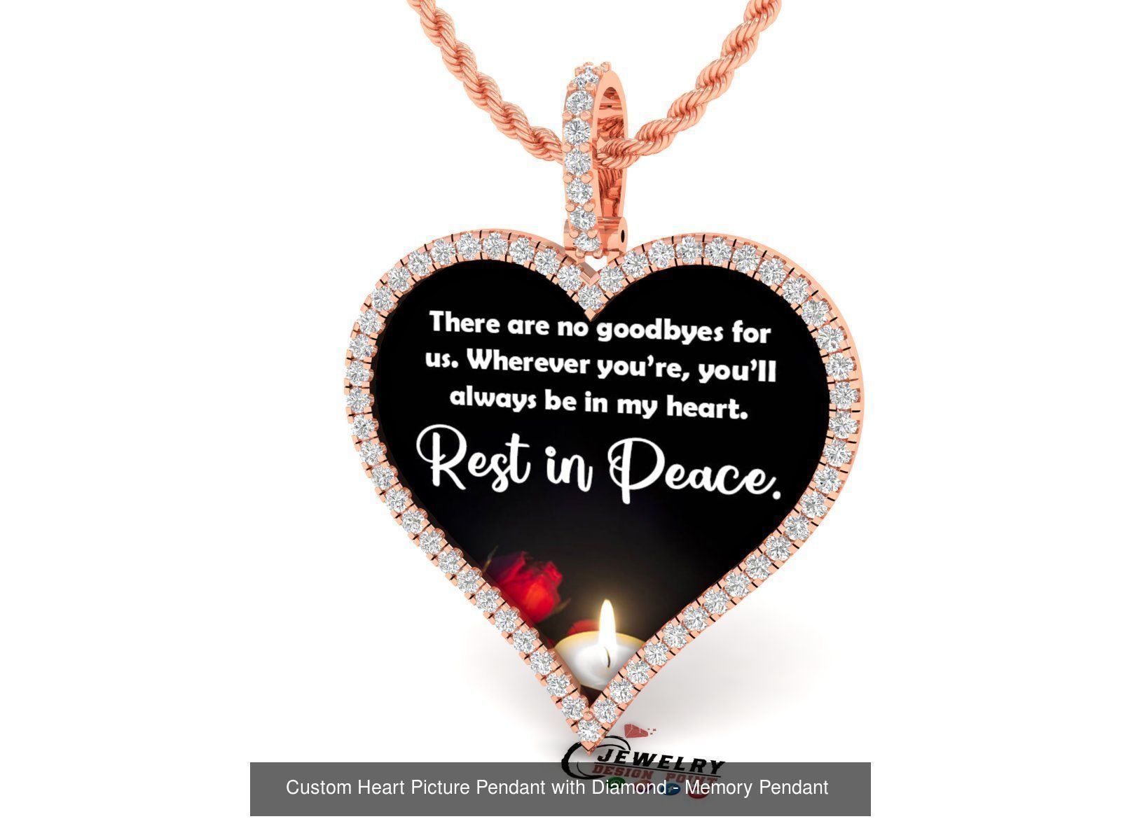 Custom Heart Picture Pendant with Diamond - Memory Pendant  3D Model Collection_13