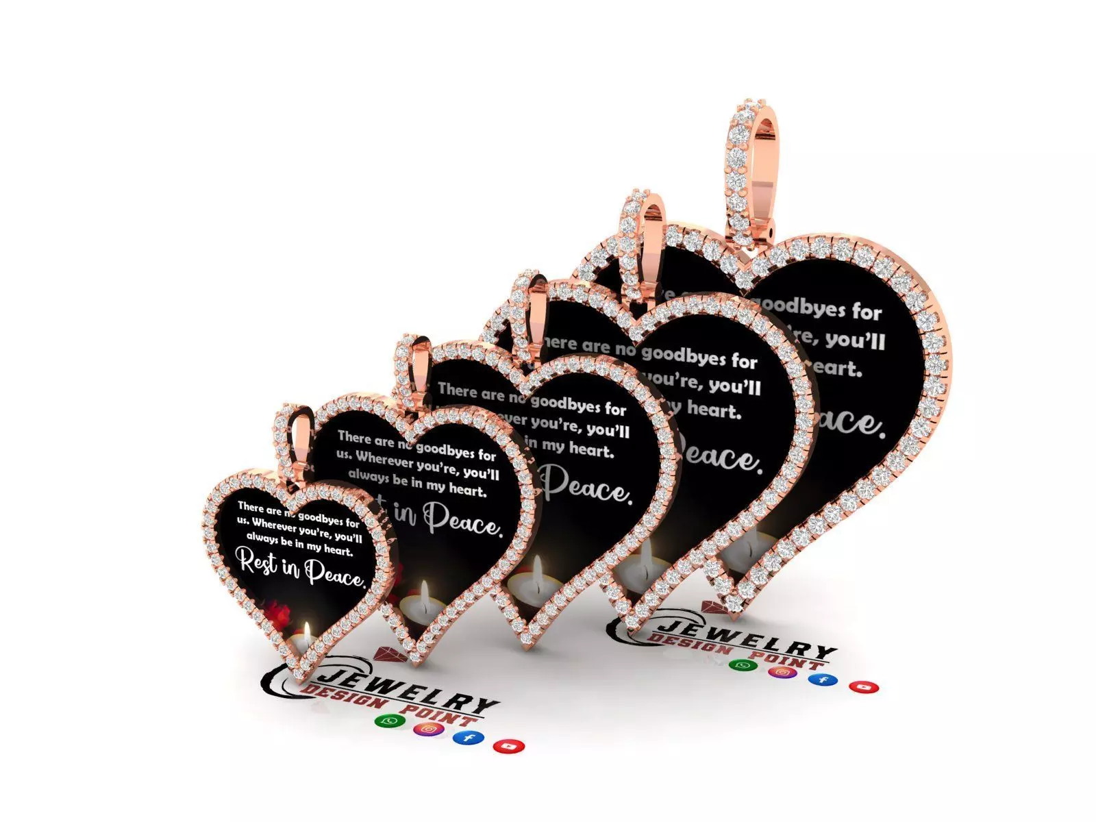 Custom Heart Picture Pendant with Diamond - Memory Pendant  3D Model Collection_0