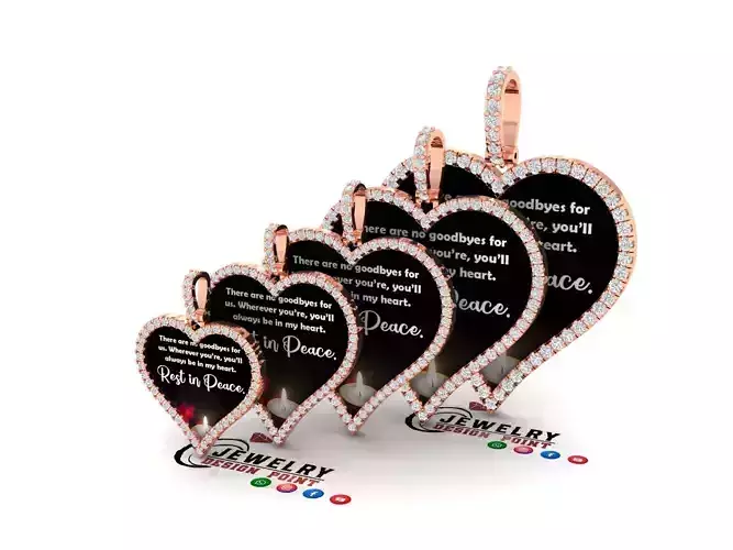 Custom Heart Picture Pendant with Diamond - Memory Pendant 