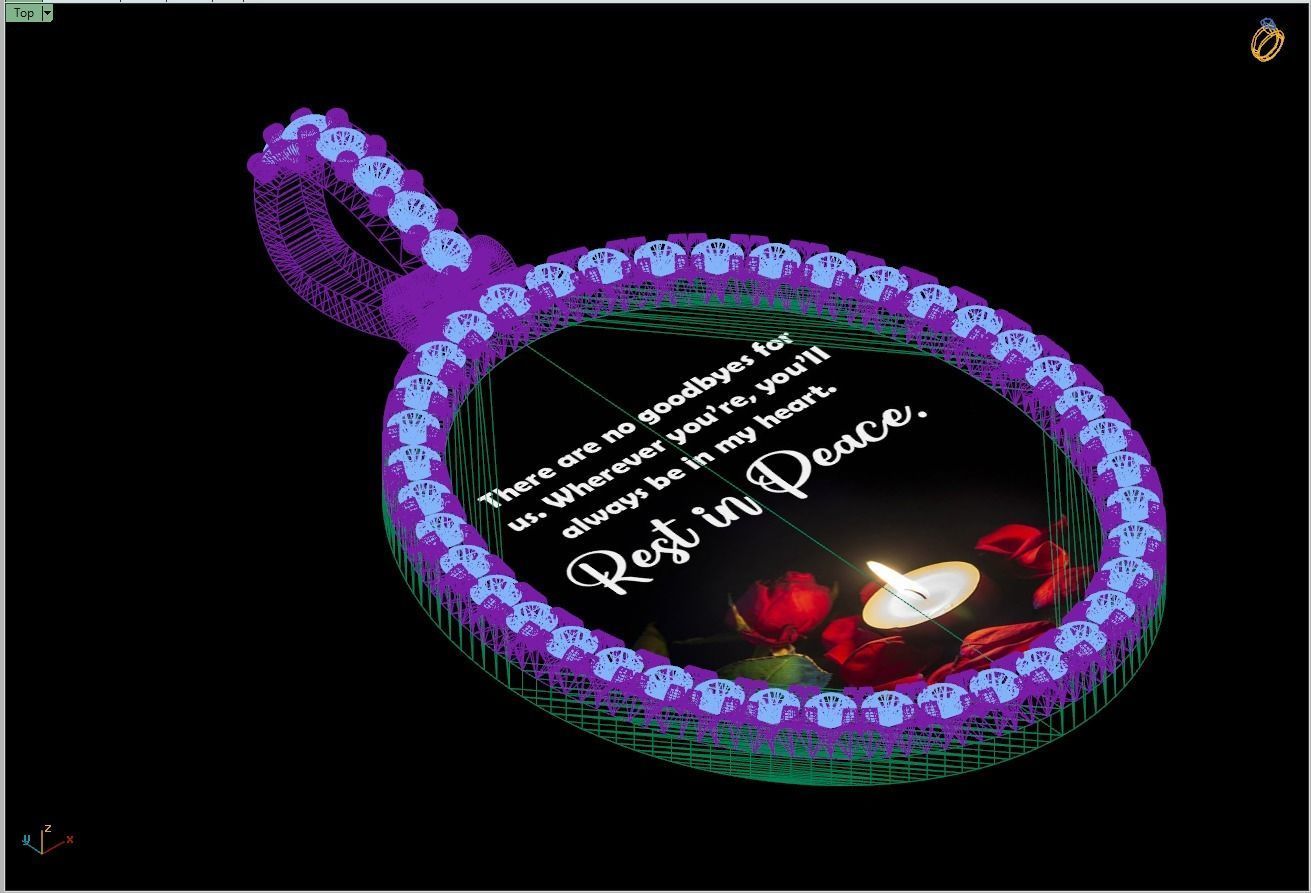 Custom Oval Picture Pendant with Diamond - Memory Pendant  3D print model_15