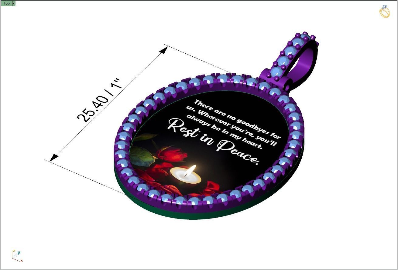 Custom Oval Picture Pendant with Diamond - Memory Pendant  3D print model_4