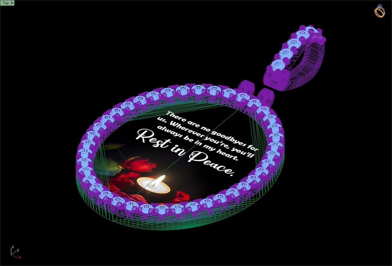 Custom Oval Picture Pendant with Diamond - Memory Pendant  3D print model_16