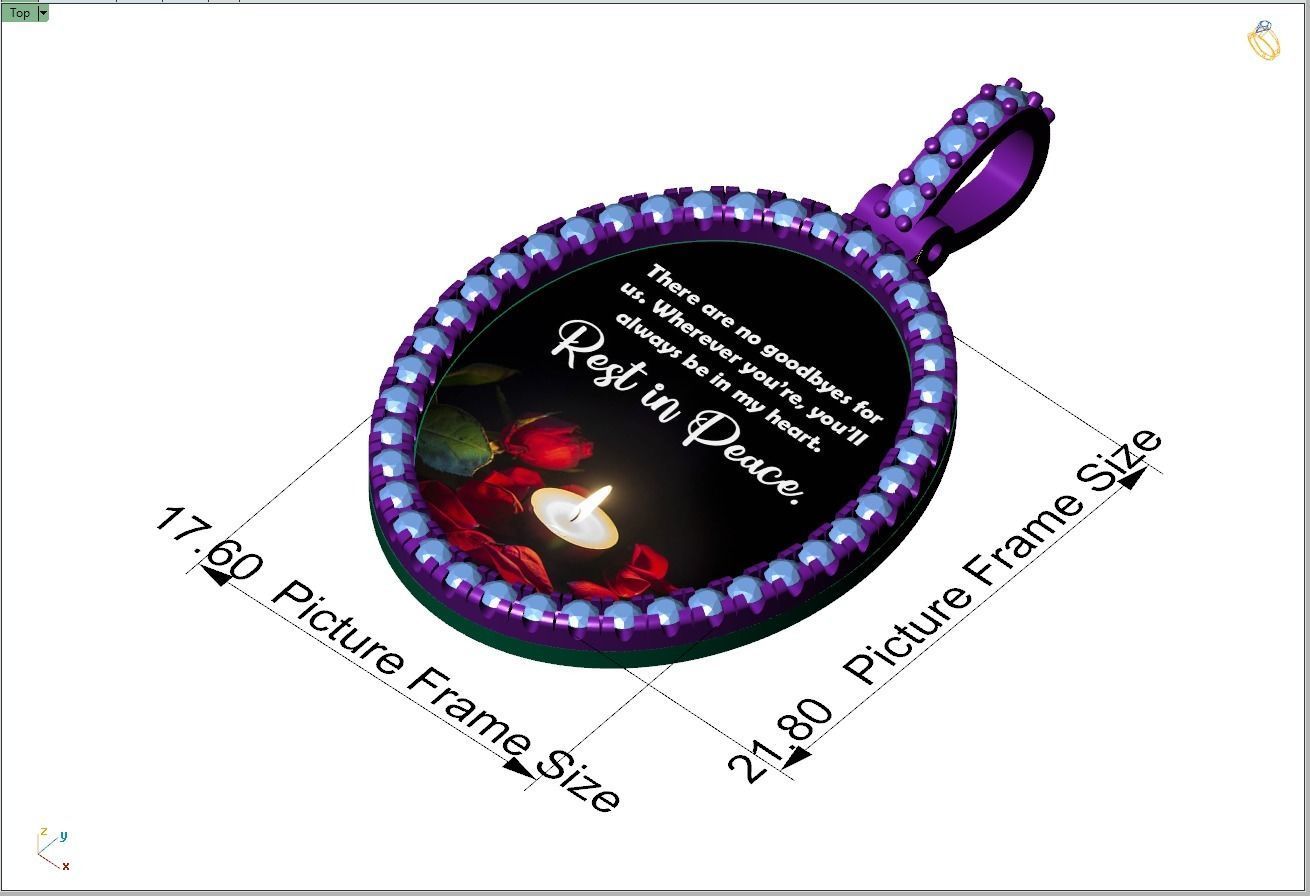 Custom Oval Picture Pendant with Diamond - Memory Pendant  3D print model_8