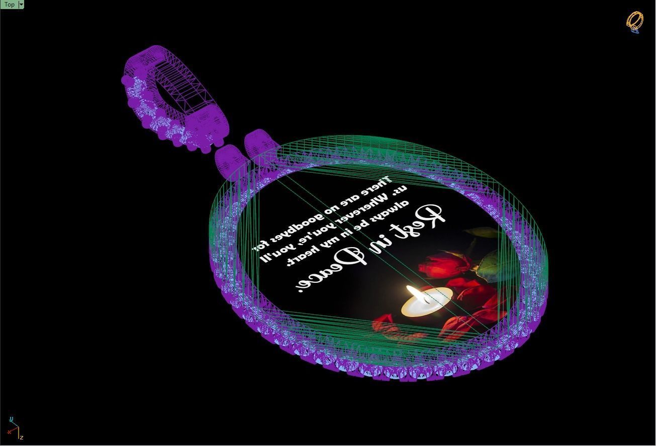 Custom Oval Picture Pendant with Diamond - Memory Pendant  3D print model_17