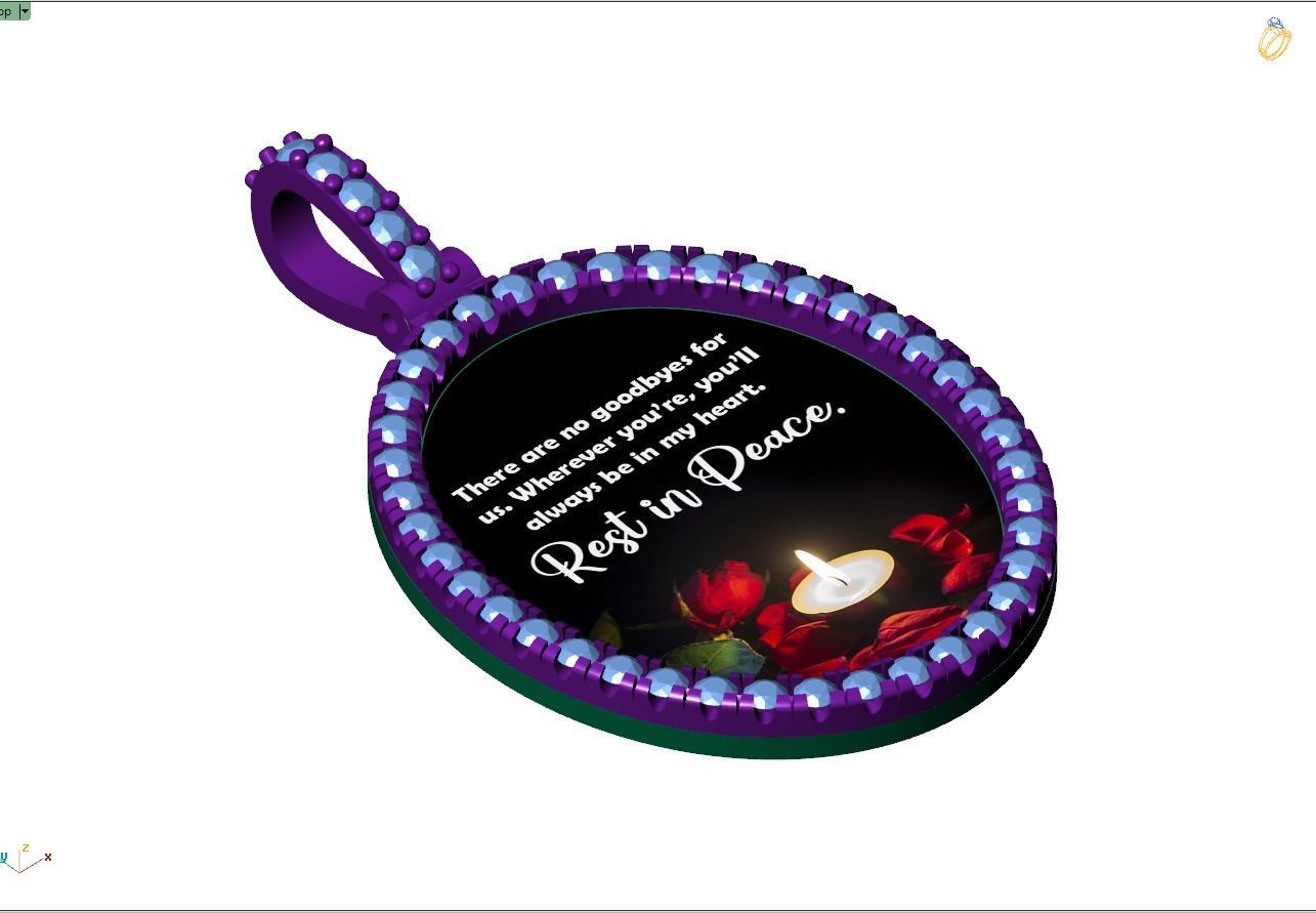 Custom Oval Picture Pendant with Diamond - Memory Pendant  3D print model_10