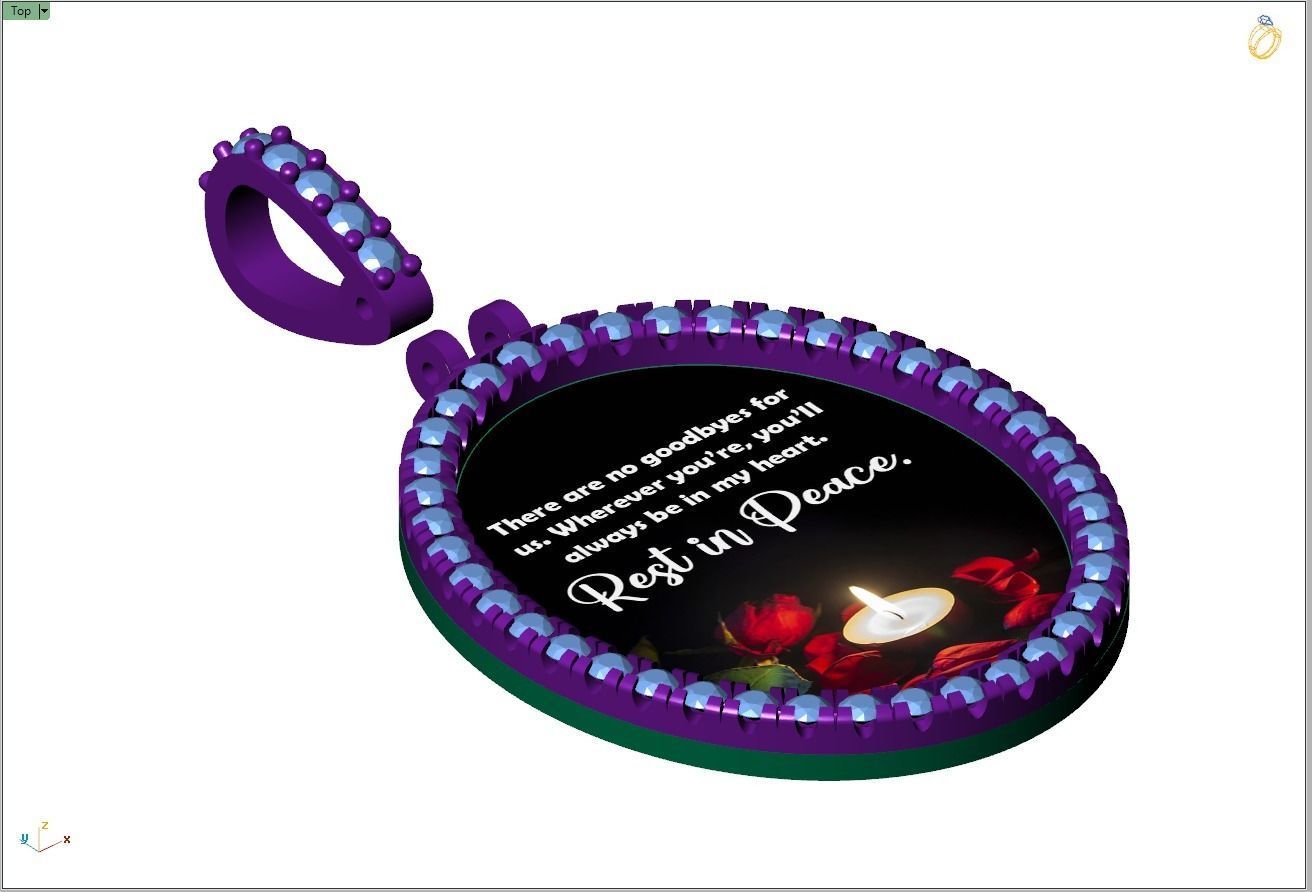 Custom Oval Picture Pendant with Diamond - Memory Pendant  3D print model_13