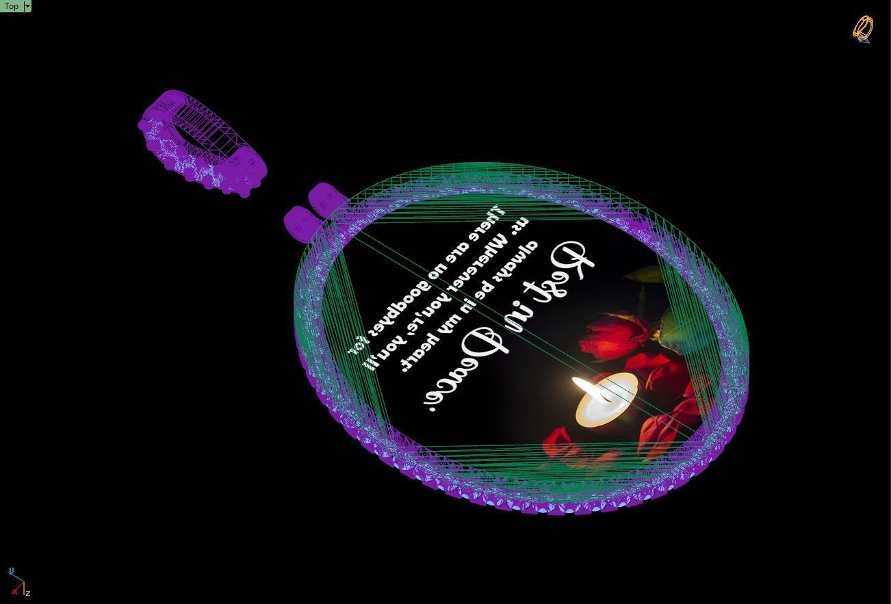 Custom Oval Picture Pendant with Diamond - Memory Pendant 3D print model_15