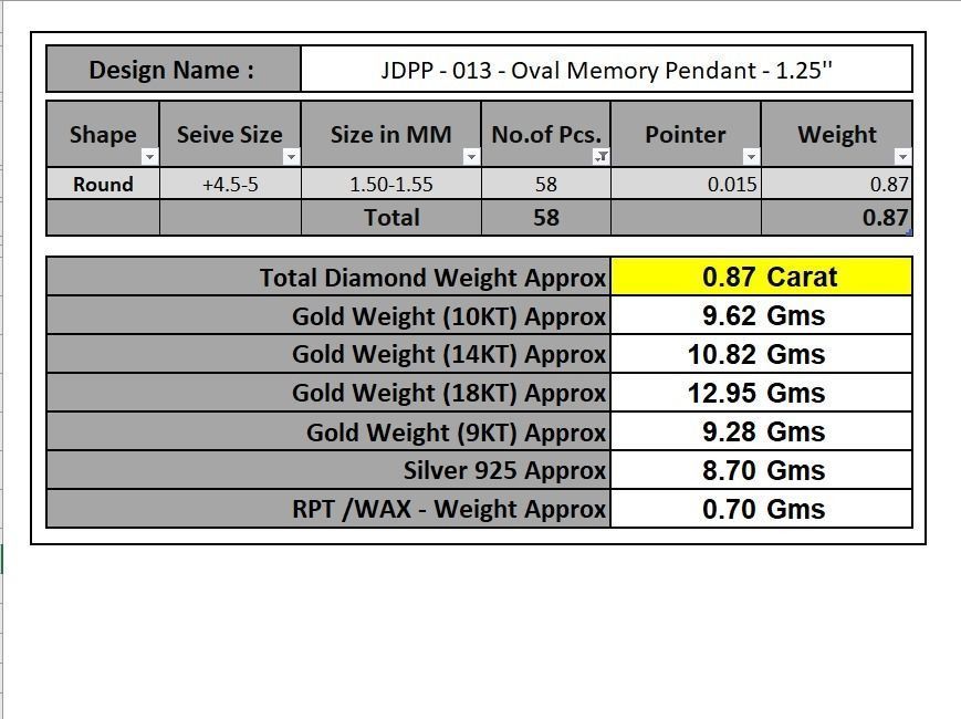 Custom Oval Picture Pendant with Diamond - Memory Pendant 3D print model_19