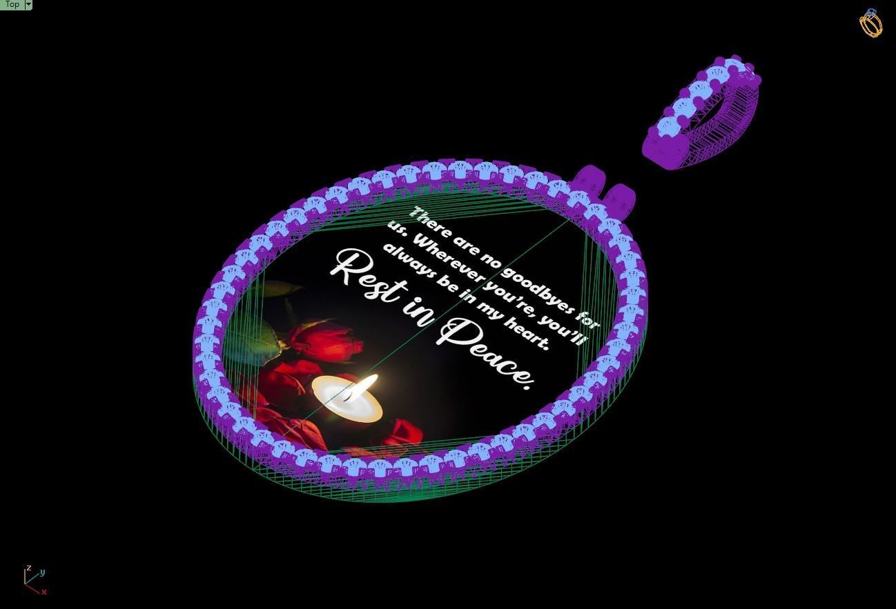 Custom Oval Picture Pendant with Diamond - Memory Pendant 3D print model_16