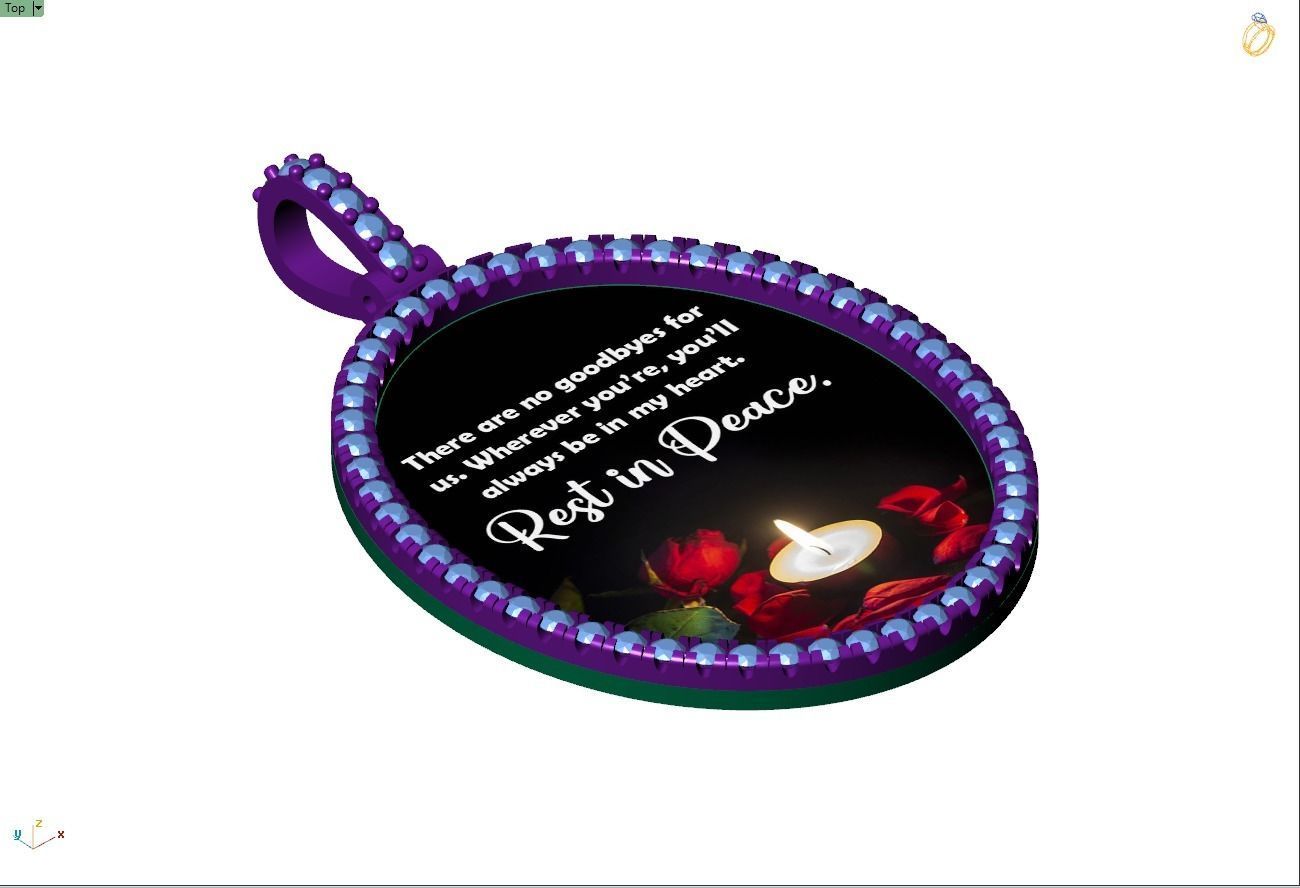 Custom Oval Picture Pendant with Diamond - Memory Pendant 3D print model_10