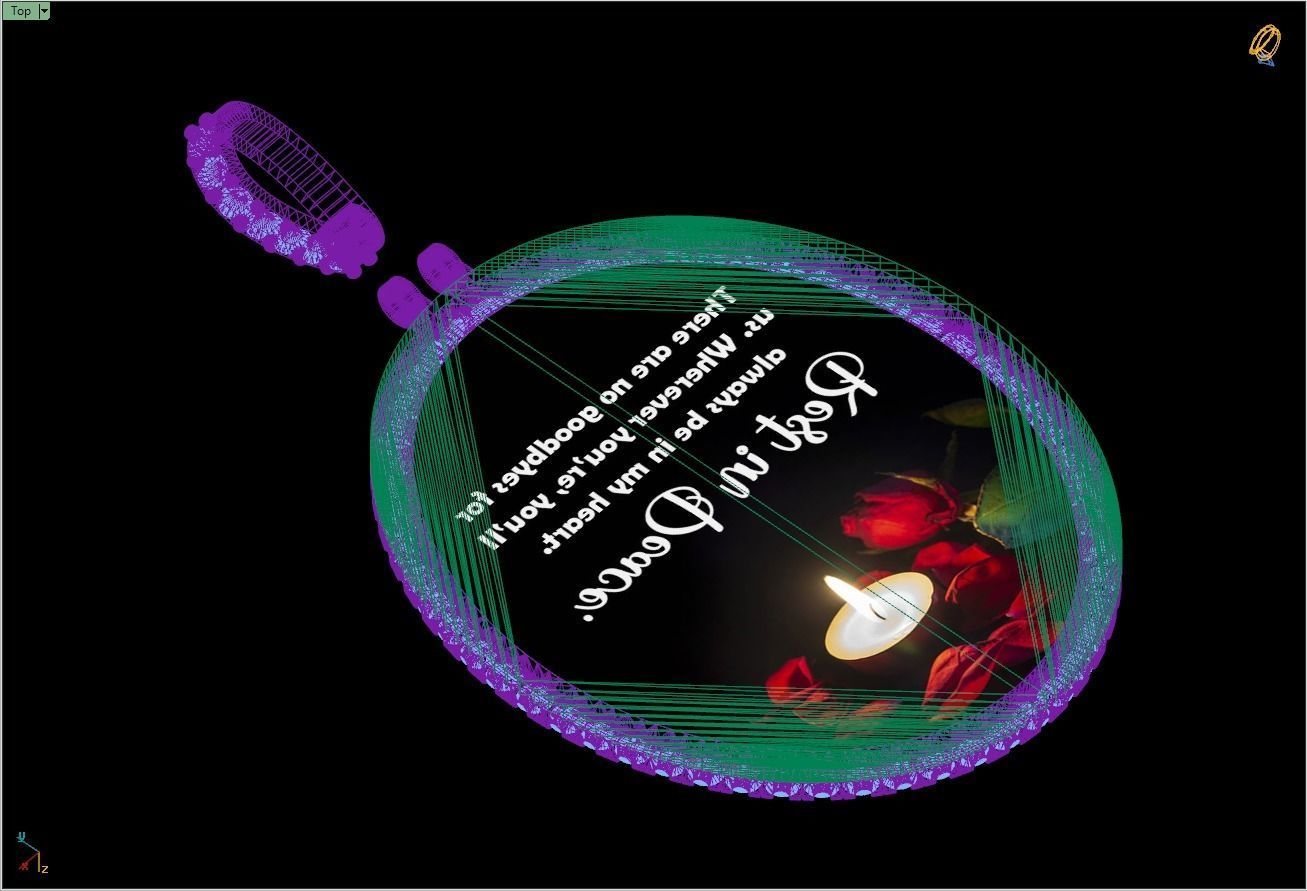 Custom Oval Picture Pendant with Diamond - Memory Pendant  3D print model_17