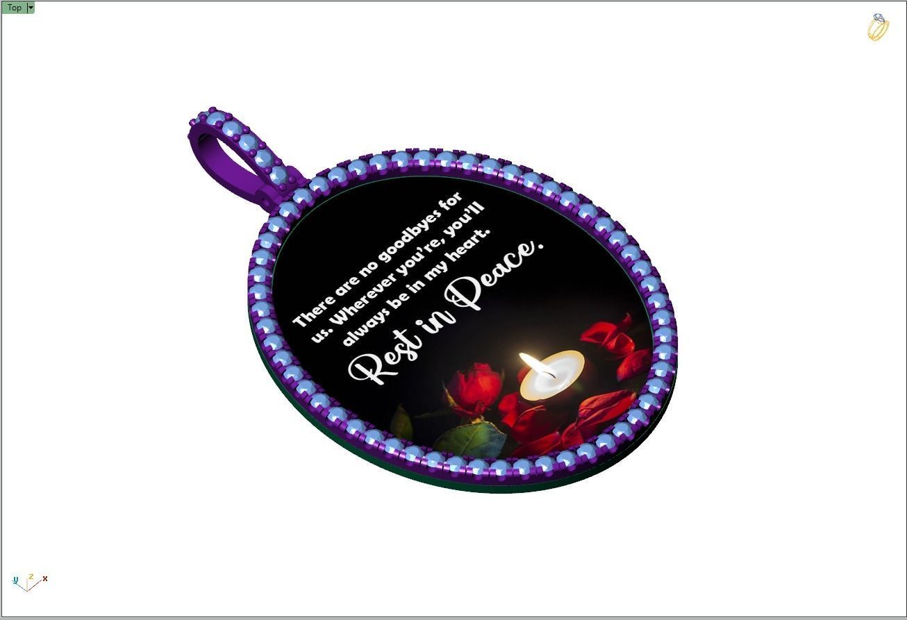 Custom Oval Picture Pendant with Diamond - Memory Pendant  3D print model_10