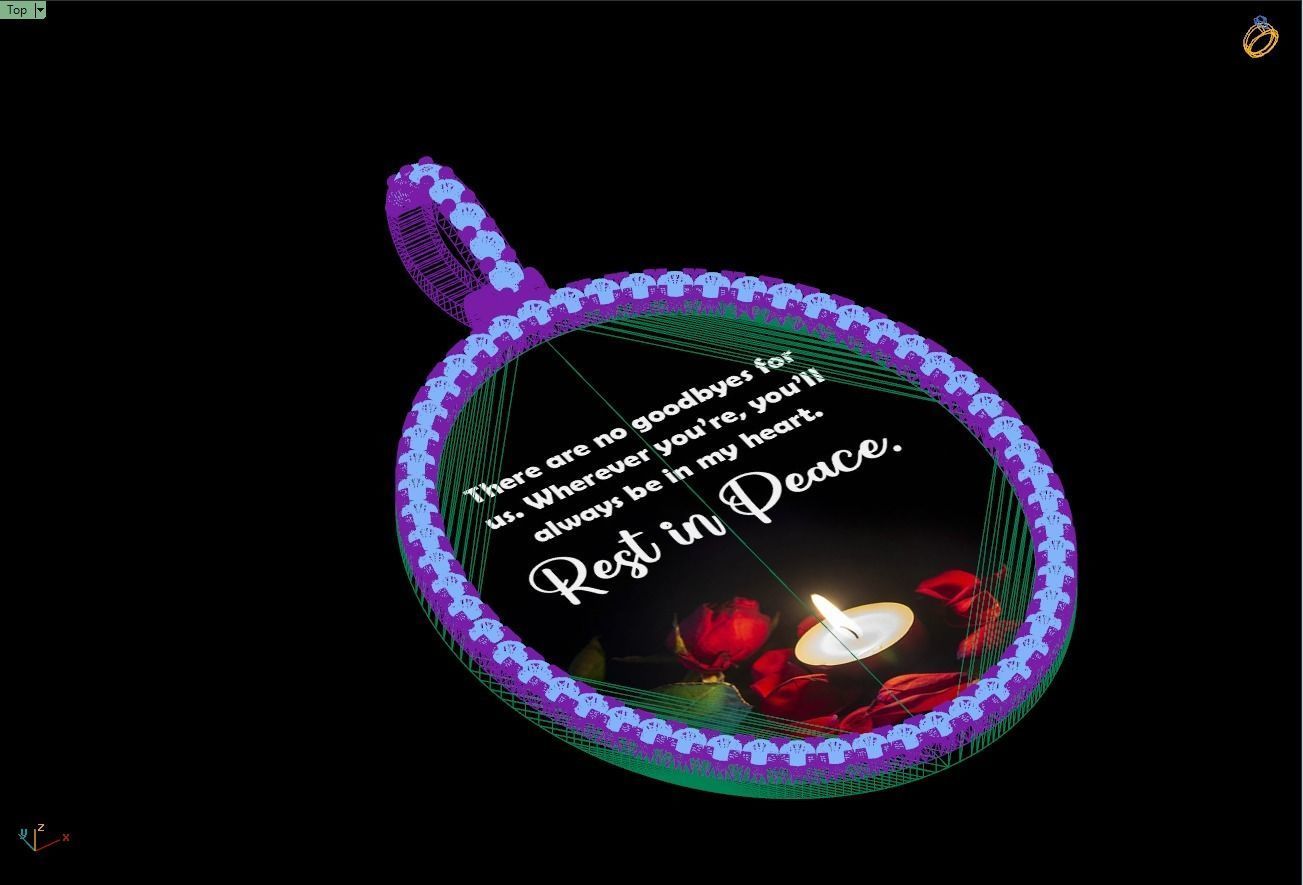 Custom Oval Picture Pendant with Diamond - Memory Pendant  3D print model_15