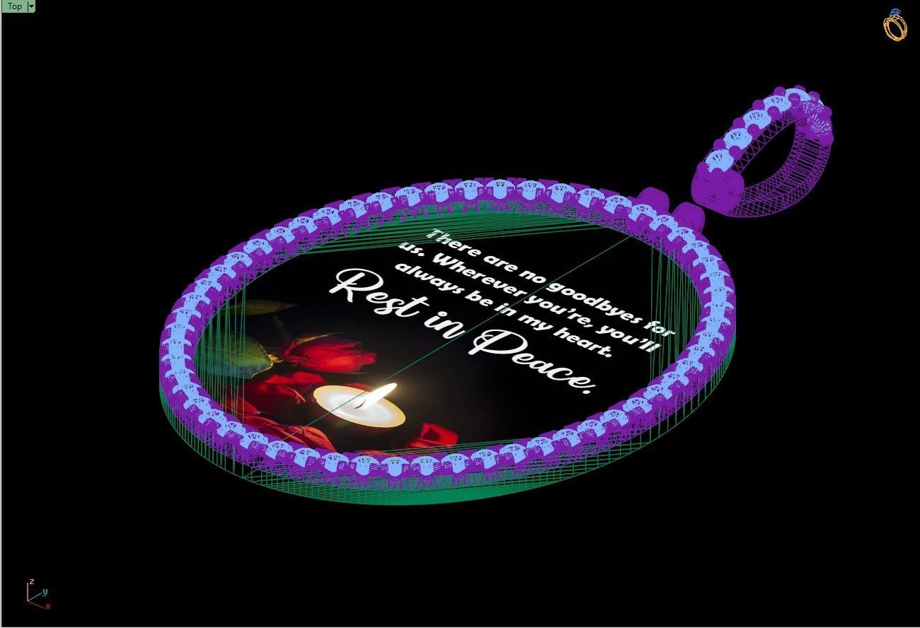 Custom Oval Picture Pendant with Diamond - Memory Pendant  3D print model_16