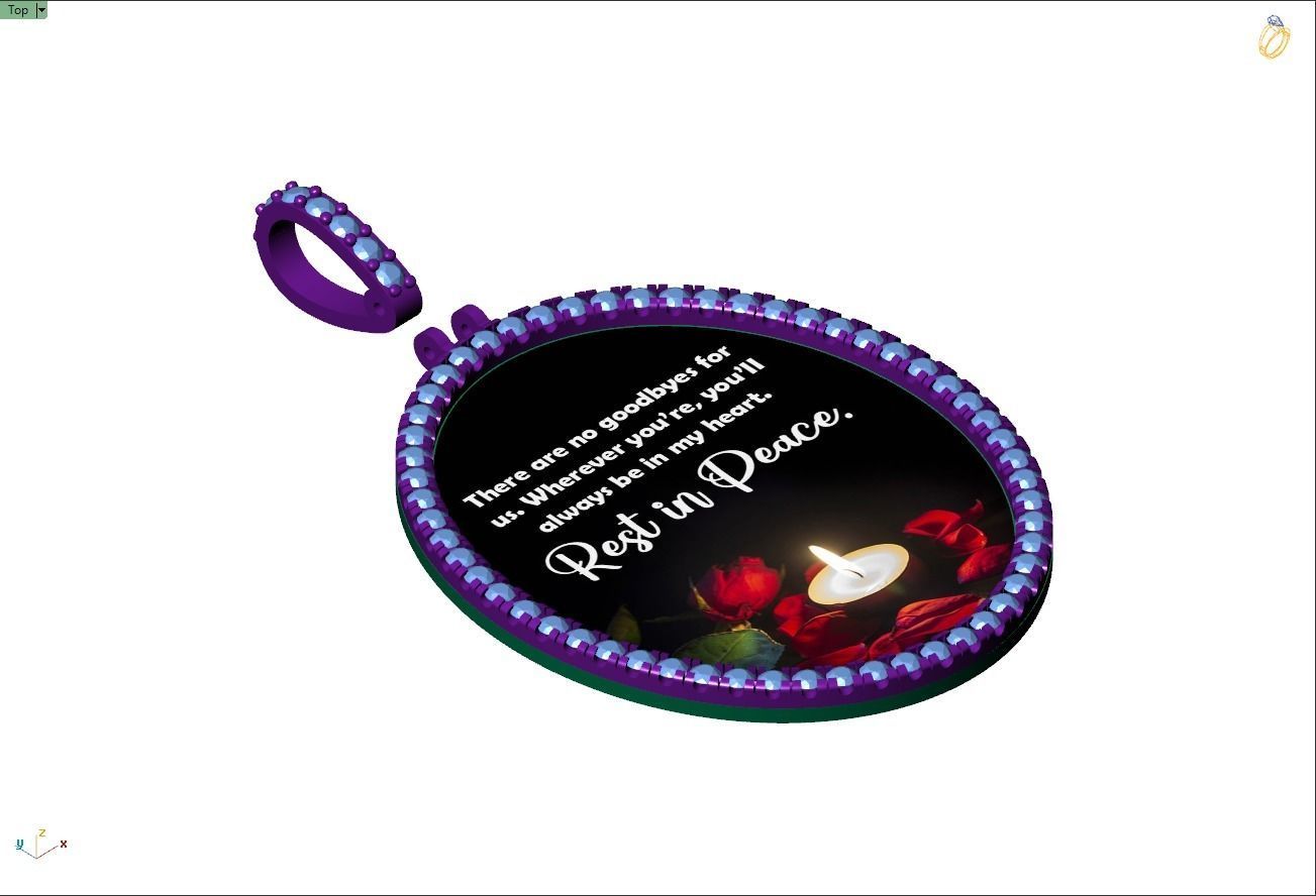 Custom Oval Picture Pendant with Diamond - Memory Pendant  3D print model_13