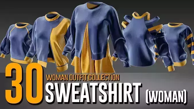 30 Woman Sweatshirt Collection- VOL 02  3D model