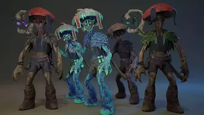 Monster Magician Mushroom 4 Low-poly 3D model