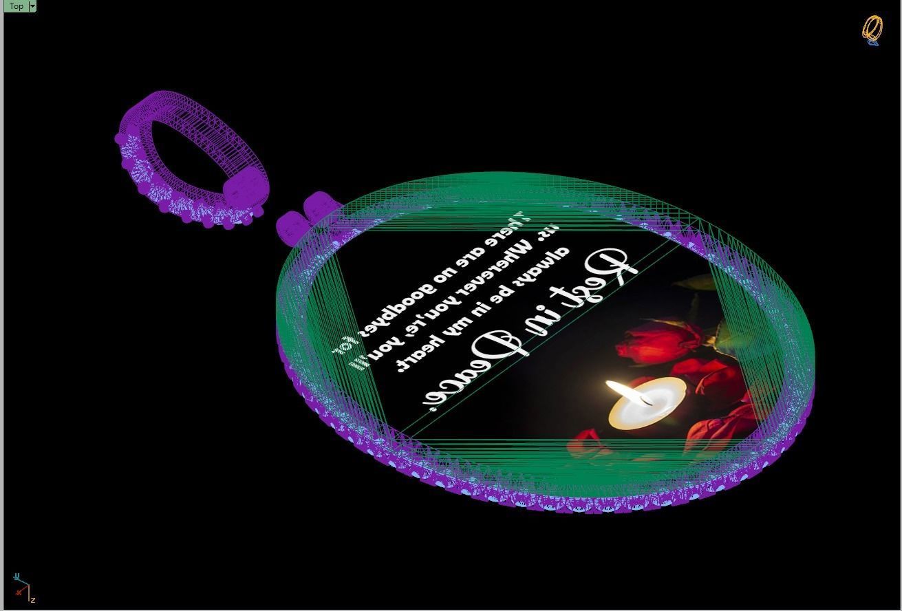 Custom Oval Picture Pendant with Diamond - Memory Pendant 3D print model_17