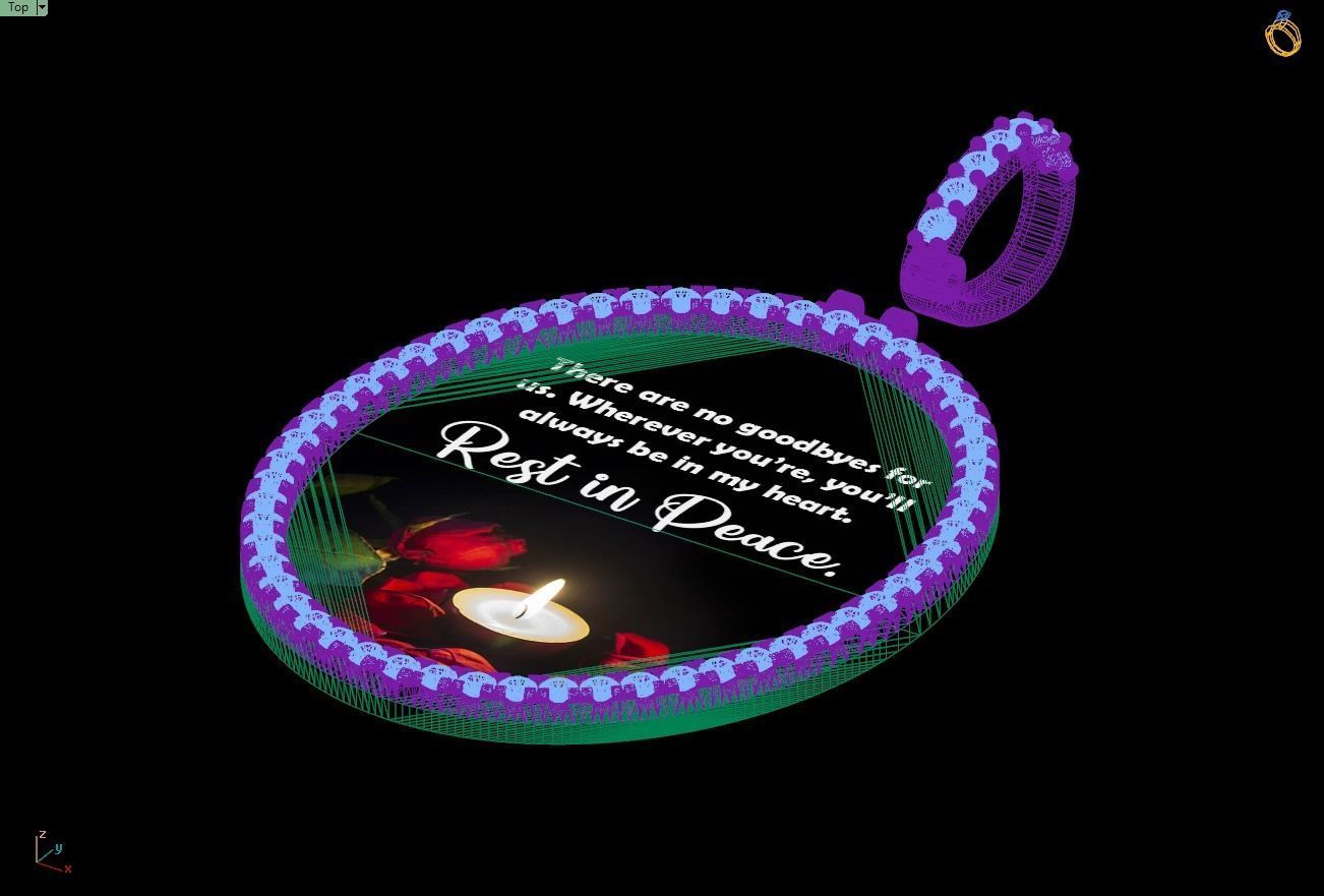 Custom Oval Picture Pendant with Diamond - Memory Pendant 3D print model_16