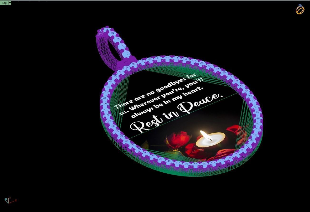 Custom Oval Picture Pendant with Diamond - Memory Pendant 3D print model_15