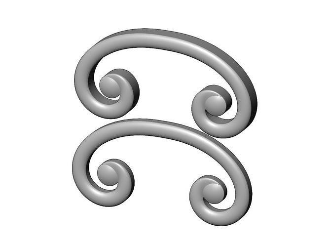 Forged floral scroll ornament onlay relief 3D print model