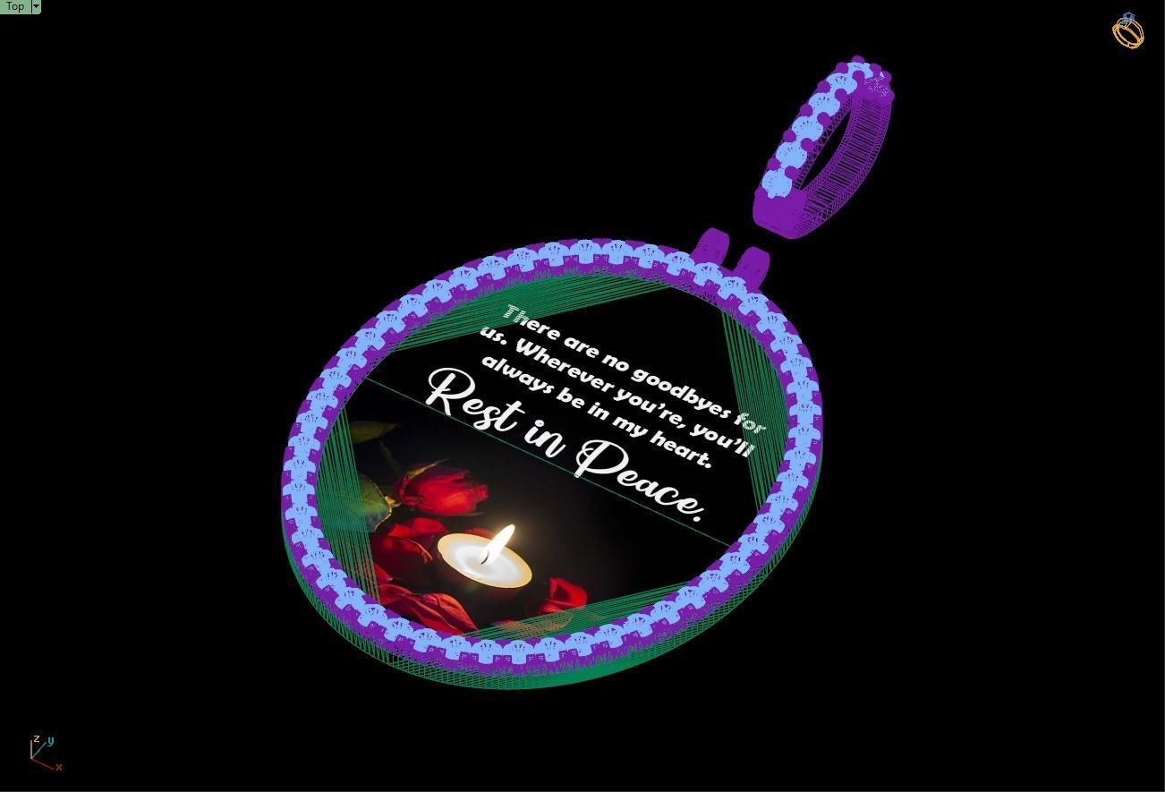 Custom Oval Picture Pendant with Diamond - Memory Pendant 3D print model_15