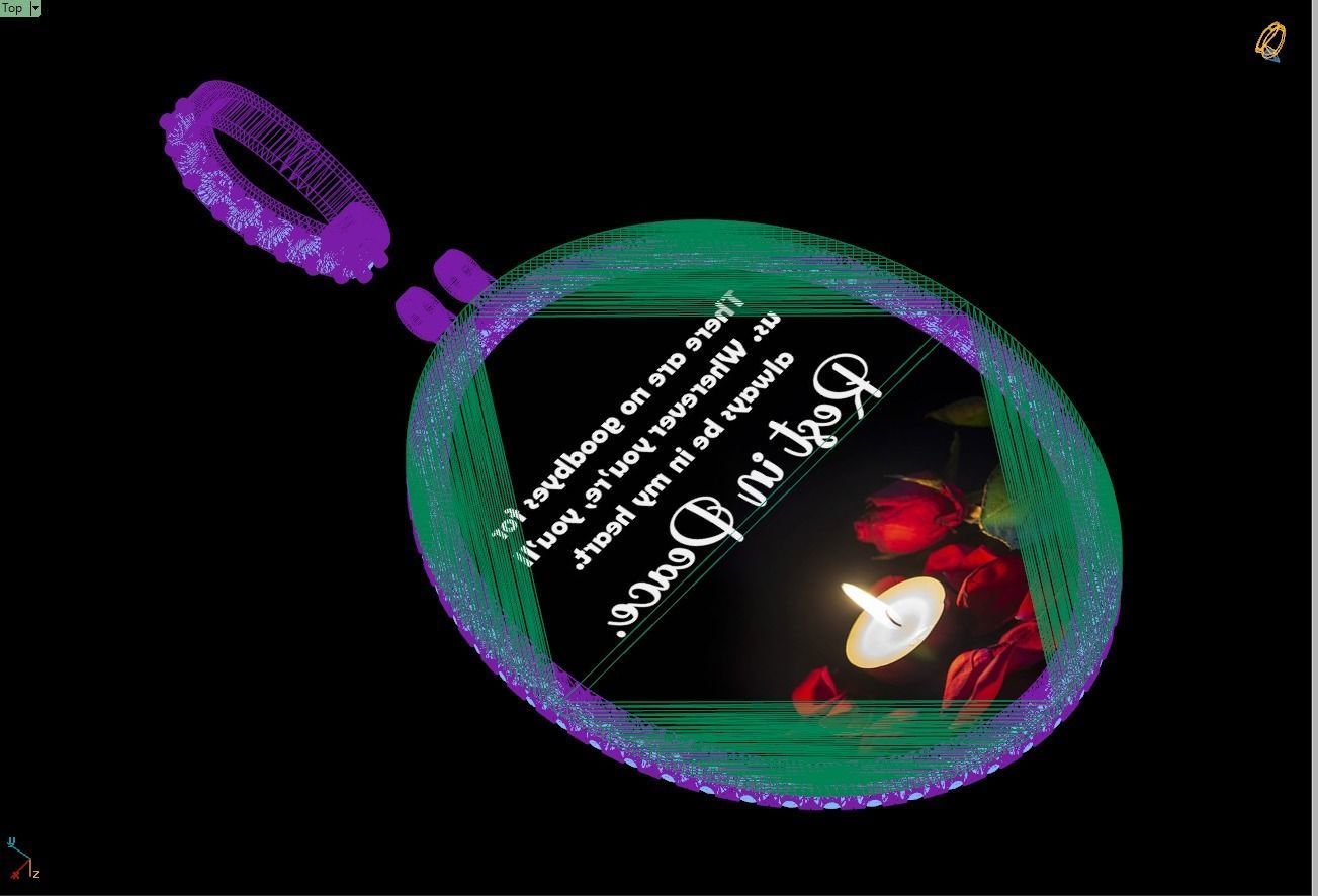 Custom Oval Picture Pendant with Diamond - Memory Pendant 3D print model_17