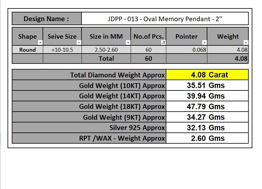 Custom Oval Picture Pendant with Diamond - Memory Pendant 3D print model_20