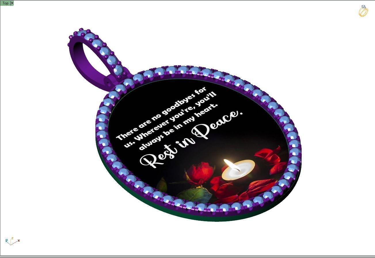 Custom Oval Picture Pendant with Diamond - Memory Pendant 3D print model_10