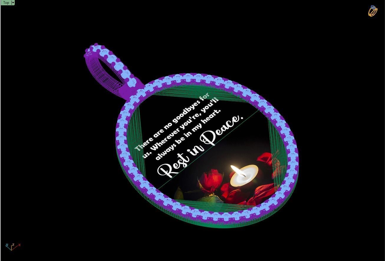 Custom Oval Picture Pendant with Diamond - Memory Pendant 3D print model_16